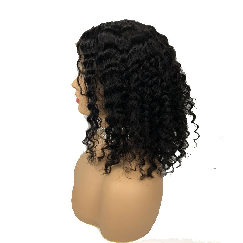 Surprisehair Middle Part Deep Wave Curly Bob wigs Lace Front Human Hair