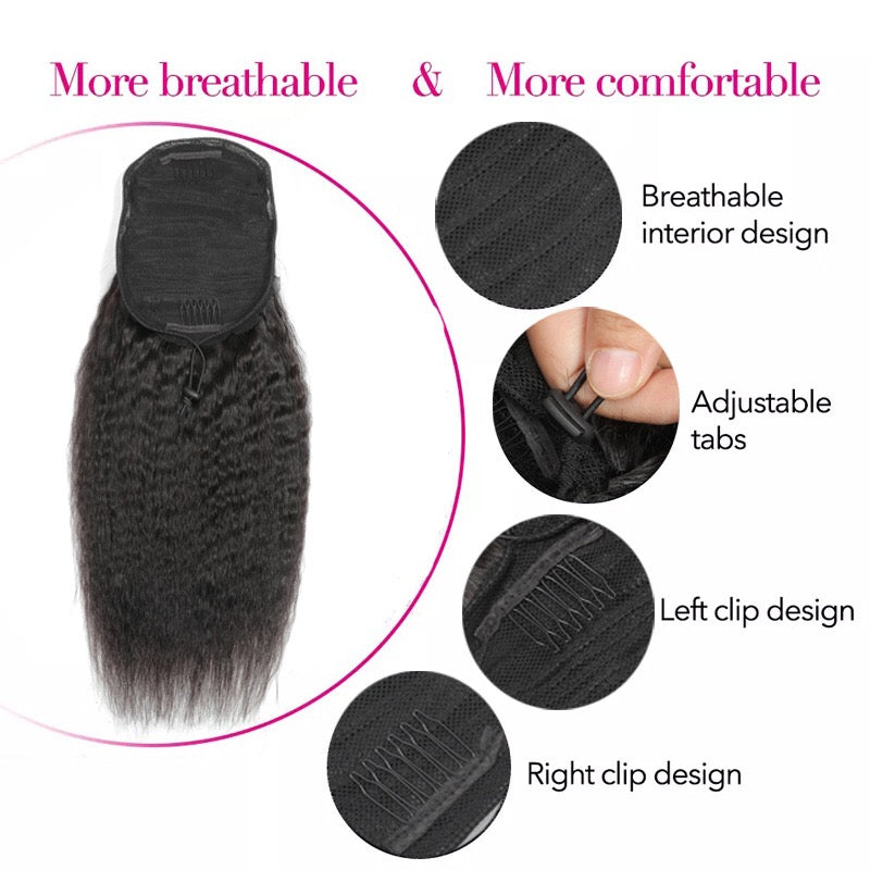 human hair kinky straight ponytail