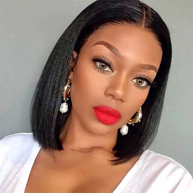 Short Brazilian Human hair Yaki Bob Wig for African American-surprisehair