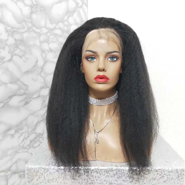 Kinky Straight Human Hair Wig Lace Front High Density  Surprisehair