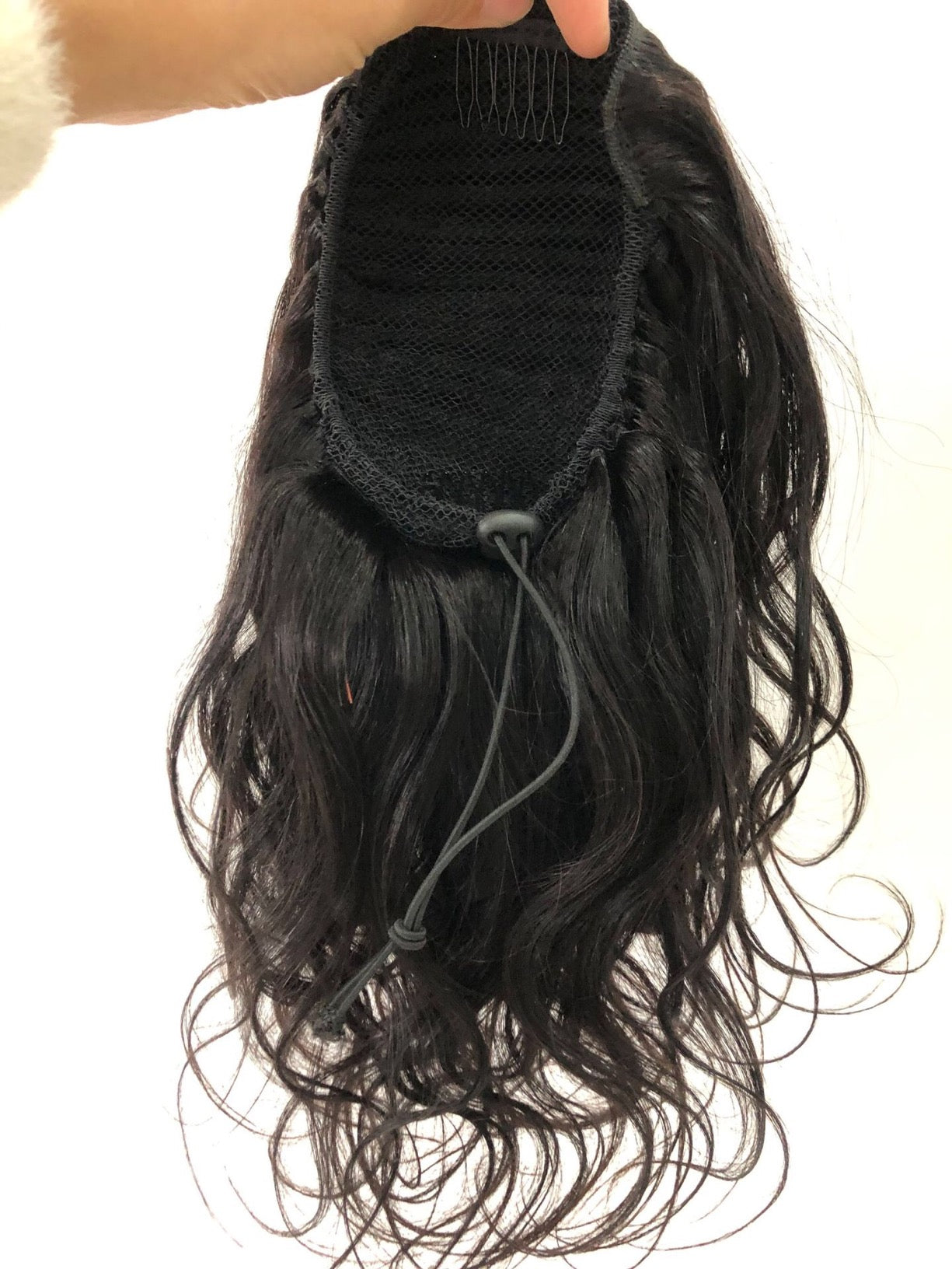 long natural wave human hair puff