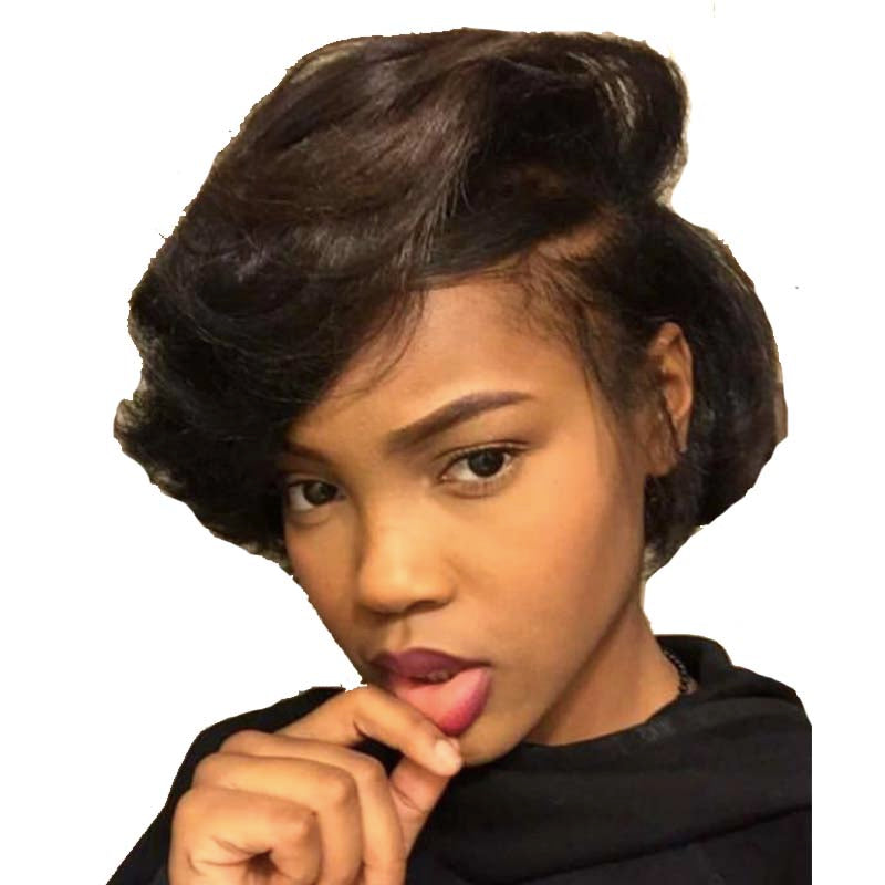natural pixie cut human hair wig wave