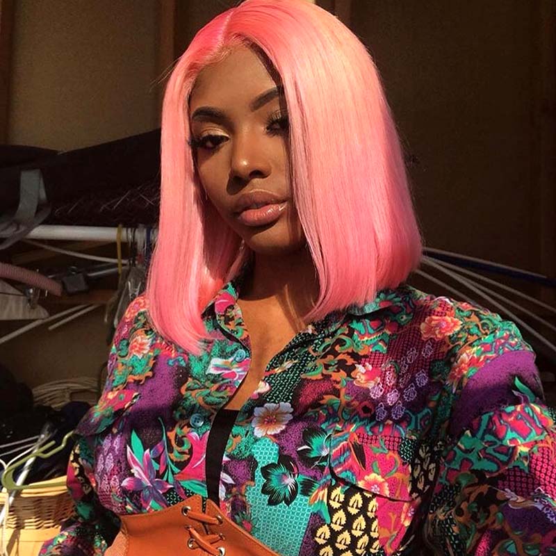 light pink bob wig