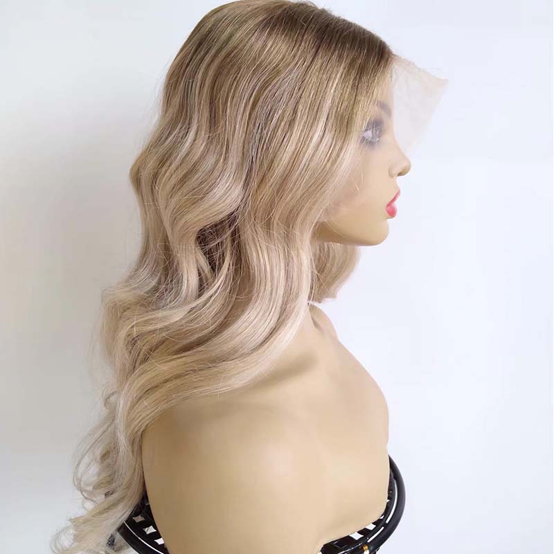 Honey Blonde Highlight Lace Front Wig Body Wave
