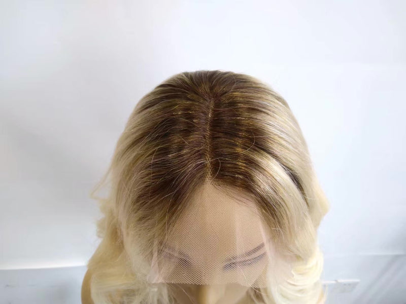 blonde ombre wavy bob lace  wig
