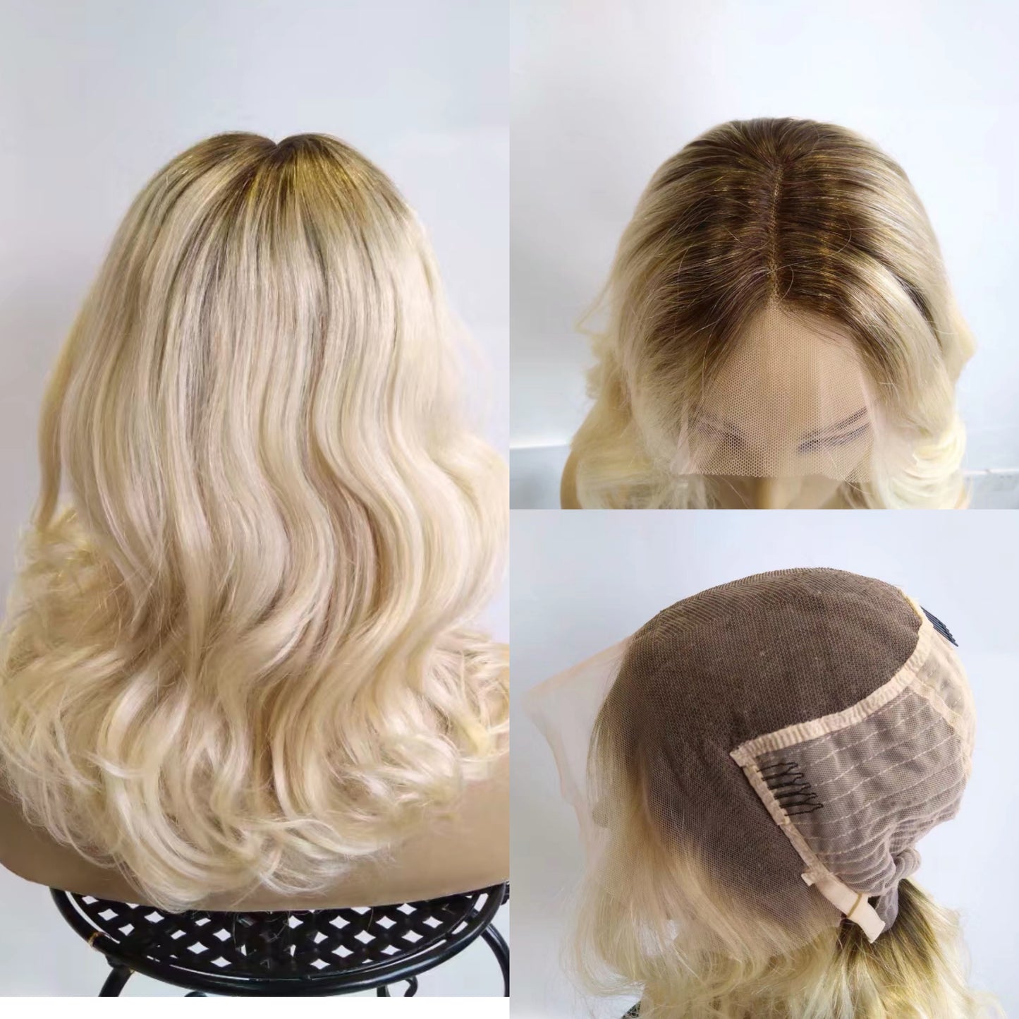 blonde ombre wavy bob wig