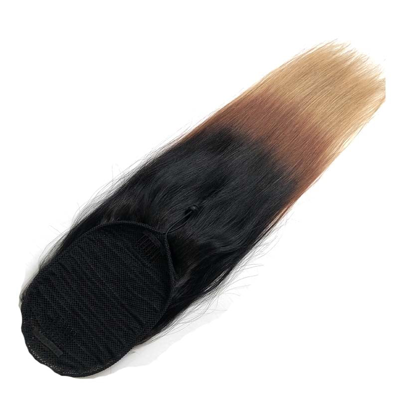 ombre brown color straight ponytail