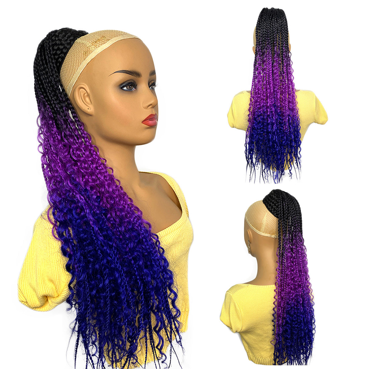 Ombre Braided Ponytail Drawstring Box curly Braid Ponytail