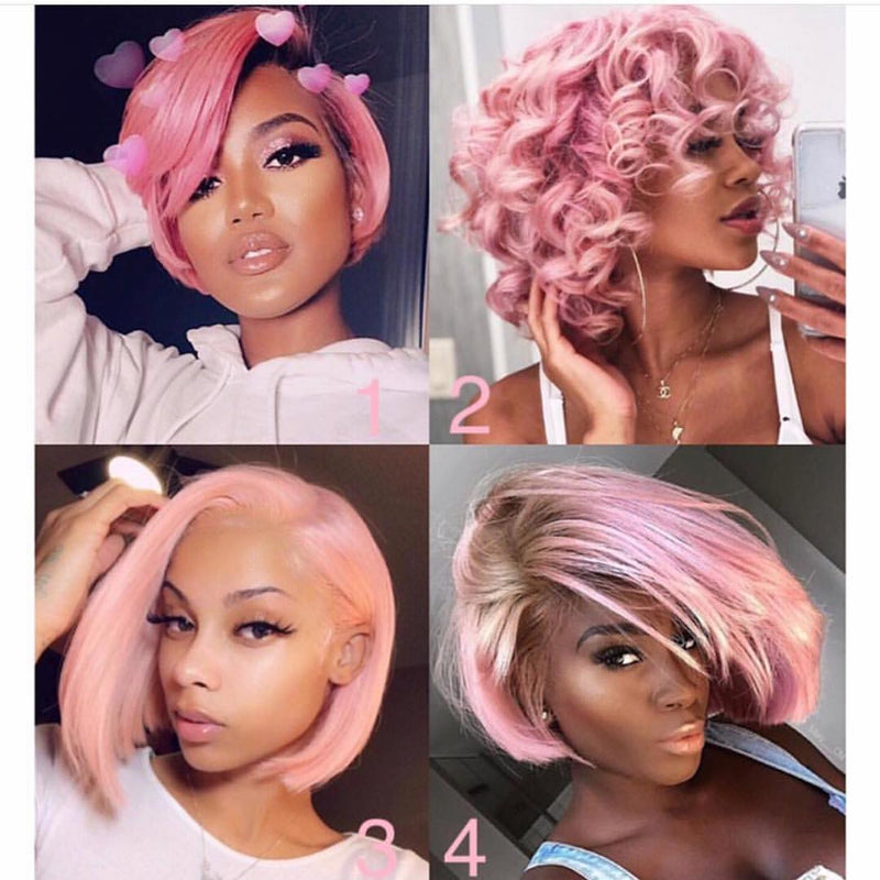  pink bob wig lace front