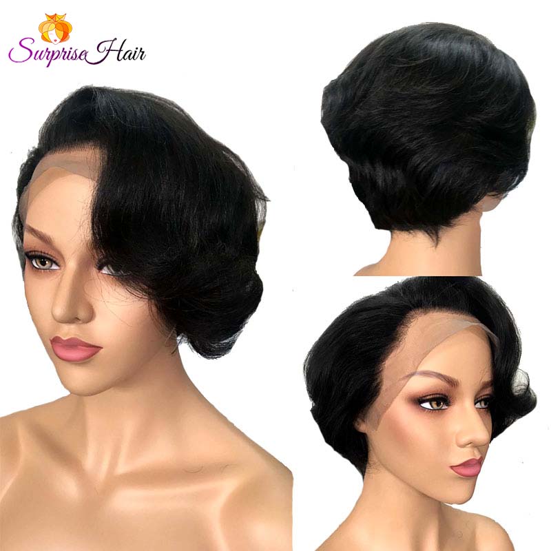natural wave pixie cut wig for black woman