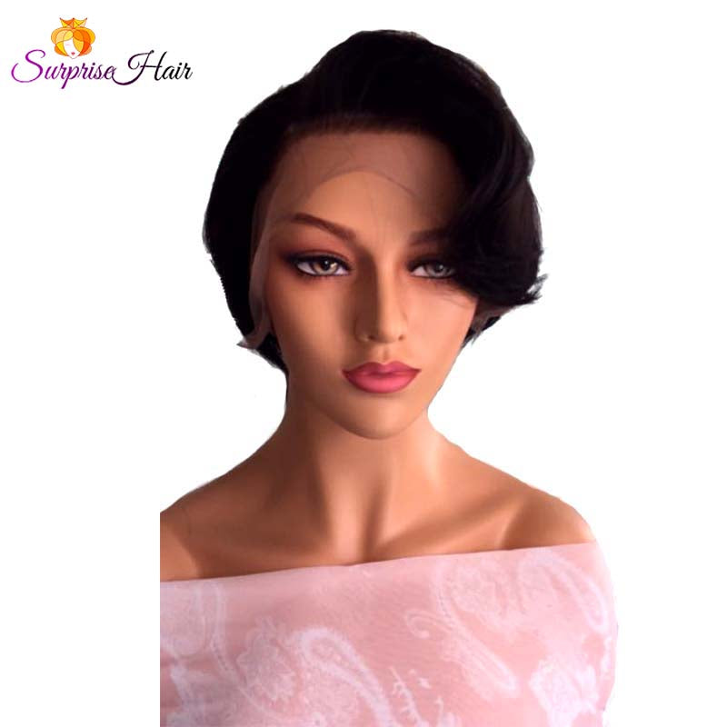 black wave pixie cut wig human hair