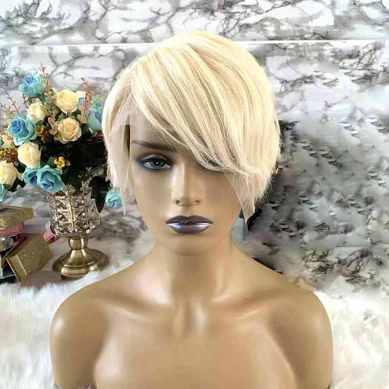 short human hair pixie cut wig blonde for African American Surprisehair
