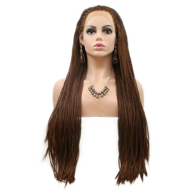 dark brown braids lace wig for black women