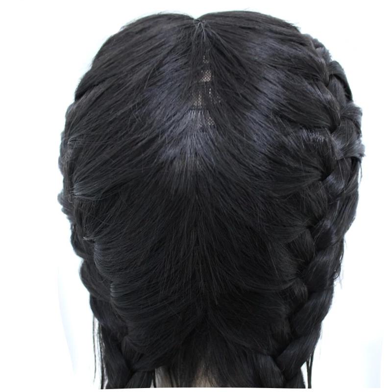 Middle Part Long Double Braids Lace Front Wig for black women