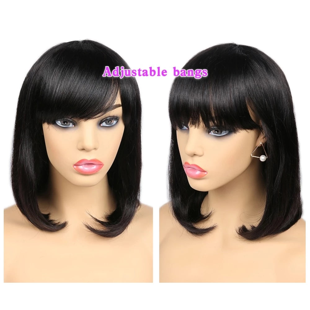 human hair bob wigs with bangs for African Amerian