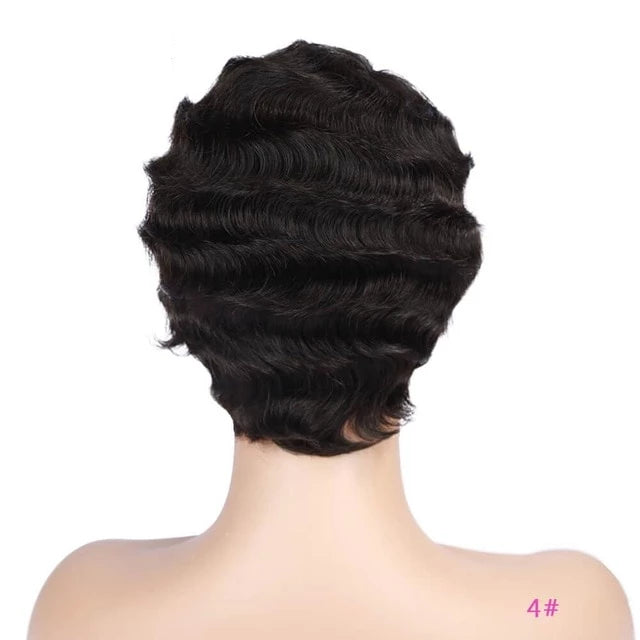 short human hair finger wave wig