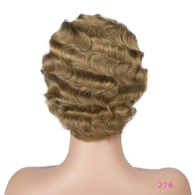 brazilian hair finger wave pixie cut short wig