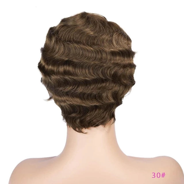 short finger wave wig for black women