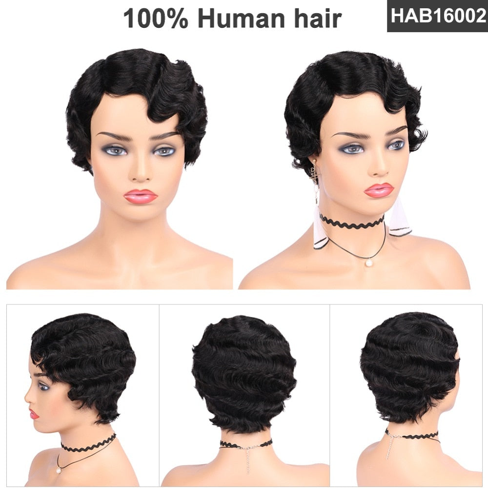 short finger wave wig human hair for sale