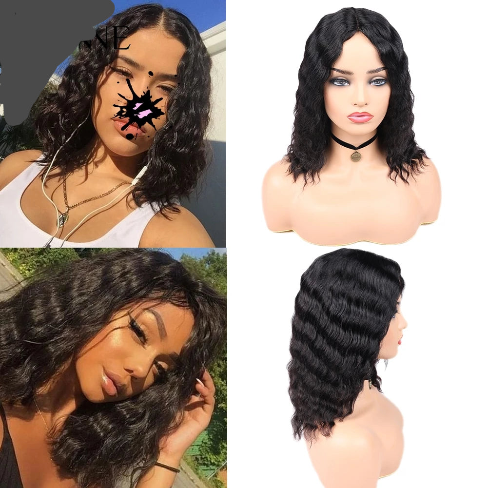 Human hair loose deep wave bob wig