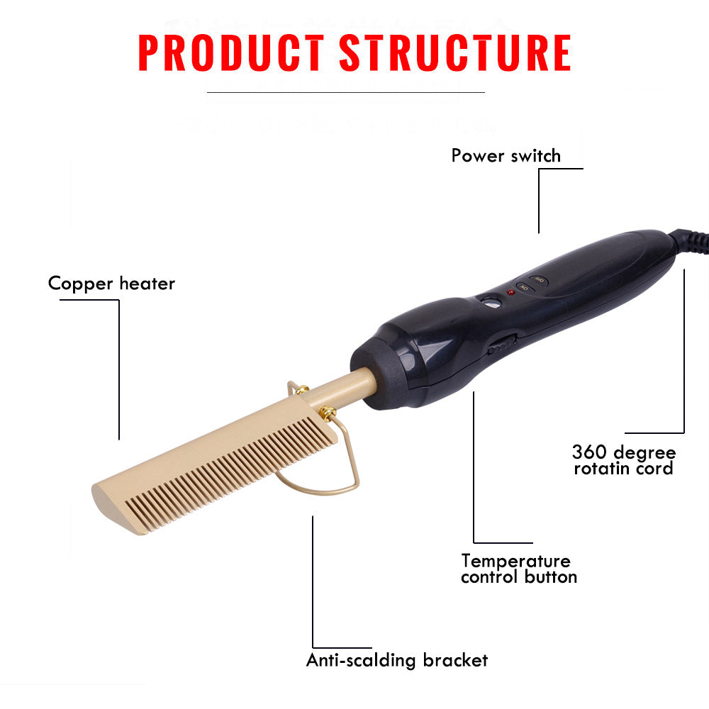 Golden Electric Comb Hair Straighter