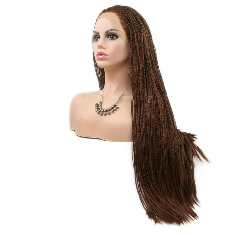 dark brown box braids lace frontal wig