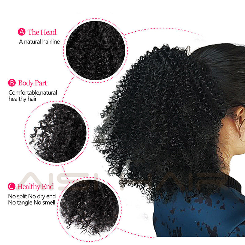 Surprisehair Short Synthetic kinky curly drawstring ponytail for Black Women