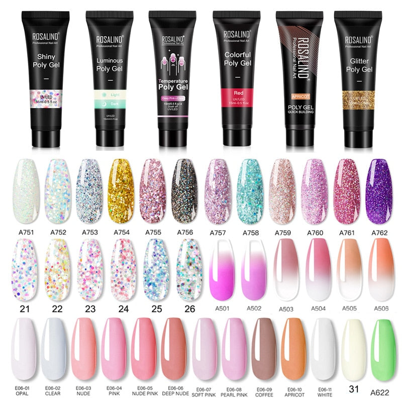 15ml Polygel Glitter Builder Gel All For Manicure Nails Art Design Luminous Poly Gel Nail Extension