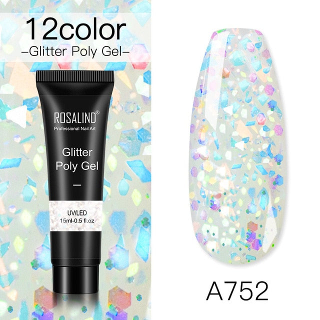 15ml Polygel Glitter Builder Gel All For Manicure Nails Art Design Luminous Poly Gel Nail Extension