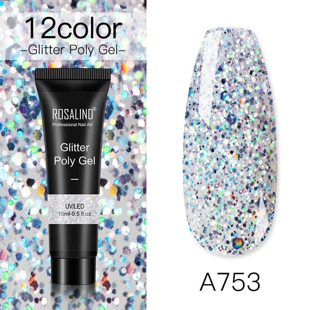 15ml Polygel Glitter Builder Gel All For Manicure Nails Art Design Luminous Poly Gel Nail Extension