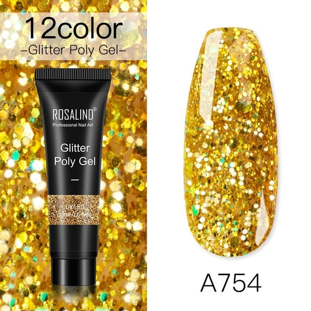 15ml Polygel Glitter Builder Gel All For Manicure Nails Art Design Luminous Poly Gel Nail Extension