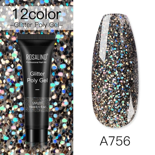 15ml Polygel Glitter Builder Gel All For Manicure Nails Art Design Luminous Poly Gel Nail Extension