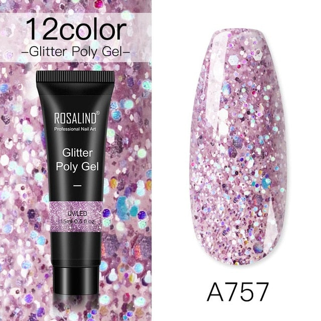 15ml Polygel Glitter Builder Gel All For Manicure Nails Art Design Luminous Poly Gel Nail Extension