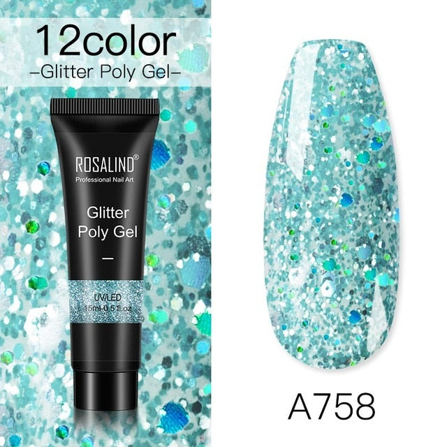 15ml Polygel Glitter Builder Gel All For Manicure Nails Art Design Luminous Poly Gel Nail Extension