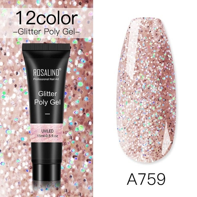 15ml Polygel Glitter Builder Gel All For Manicure Nails Art Design Luminous Poly Gel Nail Extension