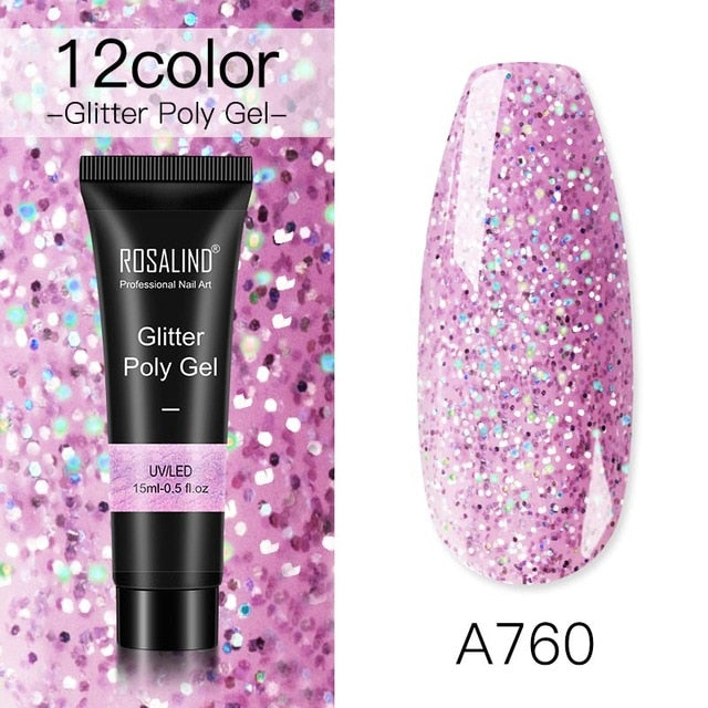 15ml Polygel Glitter Builder Gel All For Manicure Nails Art Design Luminous Poly Gel Nail Extension