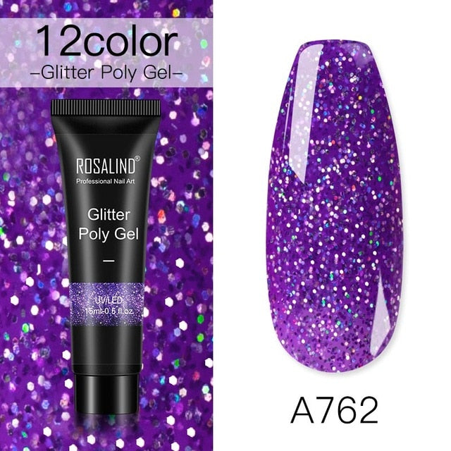 15ml Polygel Glitter Builder Gel All For Manicure Nails Art Design Luminous Poly Gel Nail Extension