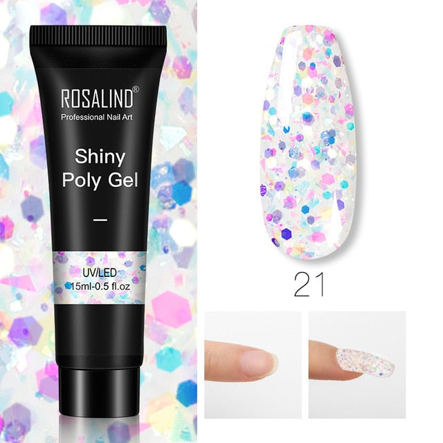 15ml Polygel Glitter Builder Gel All For Manicure Nails Art Design Luminous Poly Gel Nail Extension