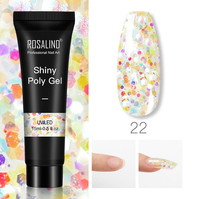 15ml Polygel Glitter Builder Gel All For Manicure Nails Art Design Luminous Poly Gel Nail Extension