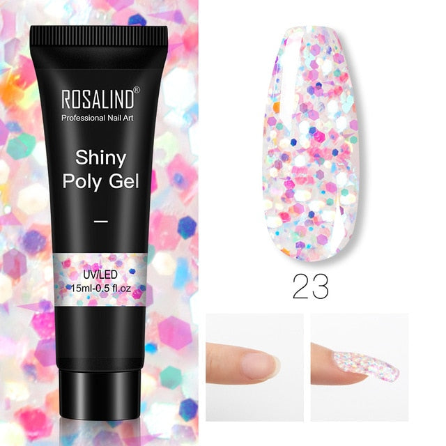 15ml Polygel Glitter Builder Gel All For Manicure Nails Art Design Luminous Poly Gel Nail Extension