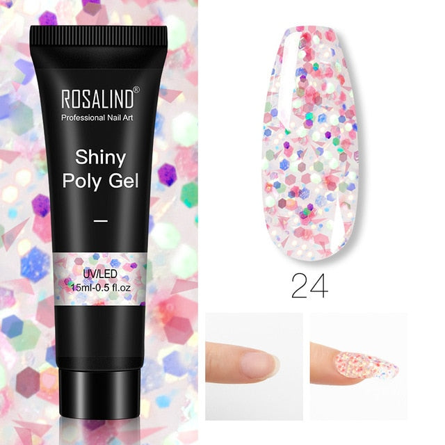 15ml Polygel Glitter Builder Gel All For Manicure Nails Art Design Luminous Poly Gel Nail Extension