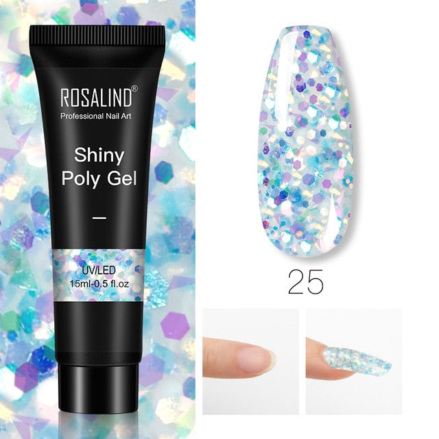 15ml Polygel Glitter Builder Gel All For Manicure Nails Art Design Luminous Poly Gel Nail Extension