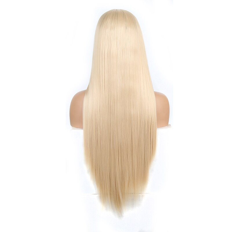 Long Blond Straight Synthetic Lace Front Wig Heat Resistant Wig For Women