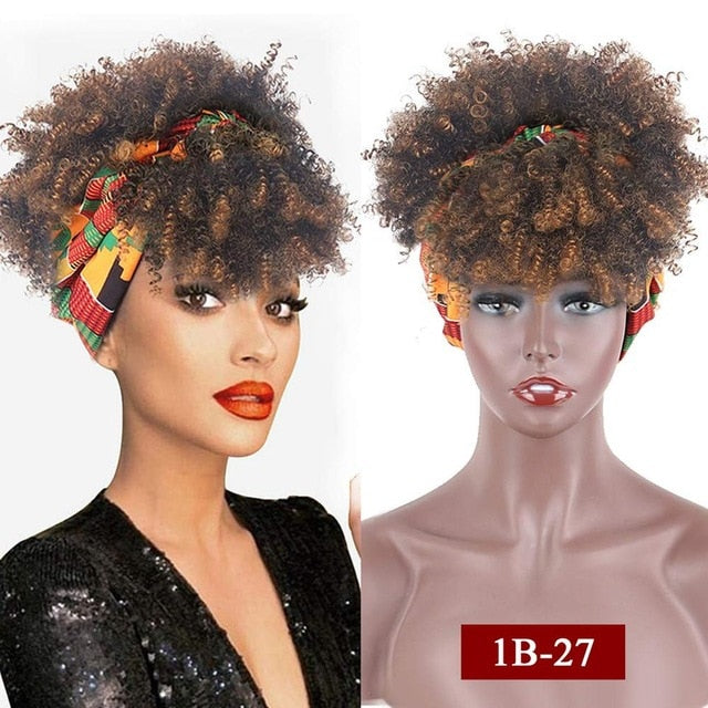 Afro Kinky Puff with Bang Drawstring ponytail Synthetic Hair Extension