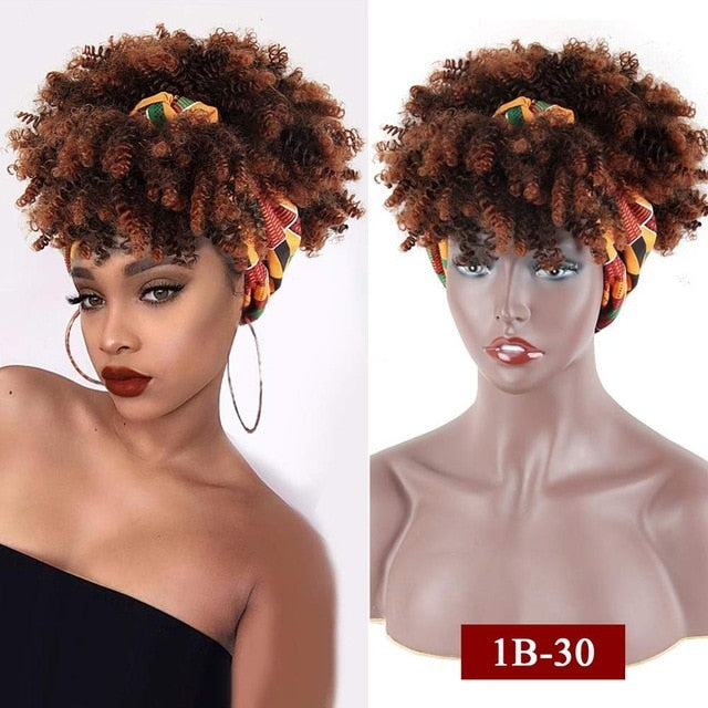 Afro Kinky Puff with Bang Drawstring ponytail Synthetic Hair Extension