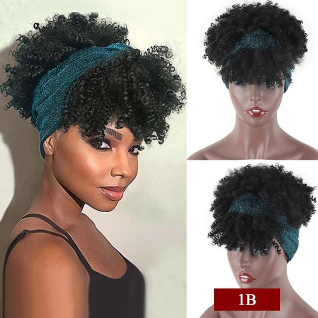 Afro Kinky Puff with Bang Drawstring ponytail Synthetic Hair Extension
