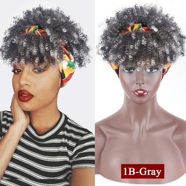 Afro Kinky Puff with Bang Drawstring ponytail Synthetic Hair Extension
