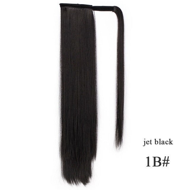 Natural Wavy Long Ponytail Synthetic Hairpiece Wrap on Clip Hair Extensions
