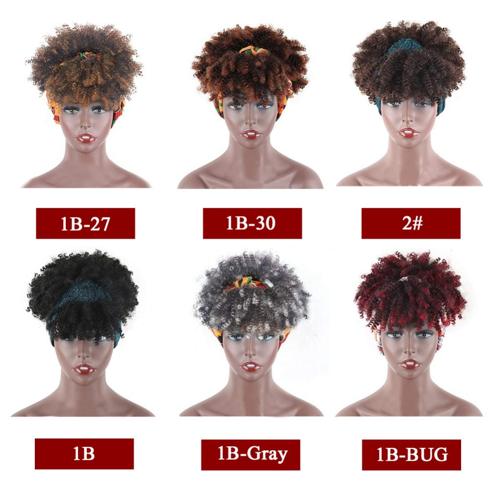 Afro Kinky Puff with Bang Drawstring ponytail Synthetic Hair Extension