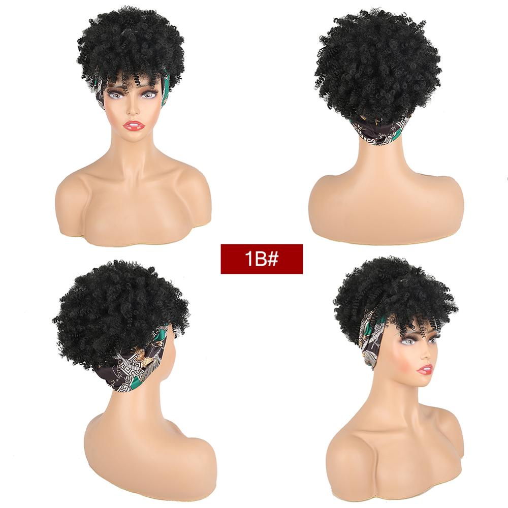 Natural Hair Puff with Bangs Drawstring Afro Kinky Puff with Headband